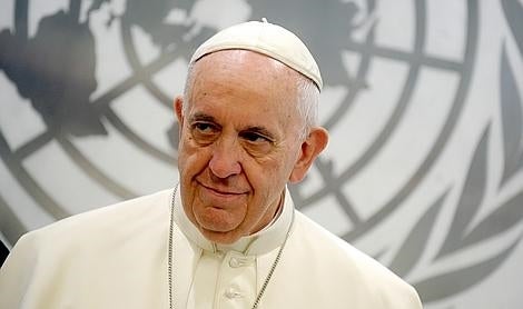 El Papa, poco después de su llegada al edificio de Naciones Unidas (G3ONLINE)
