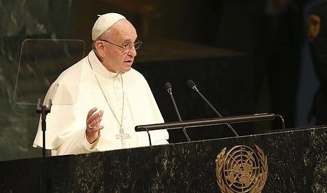 El Papa, en un momento de su discurso (EFE)