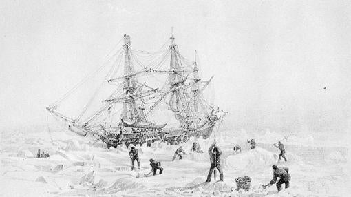 El HMS Terror, dibujado por el capitán George Back