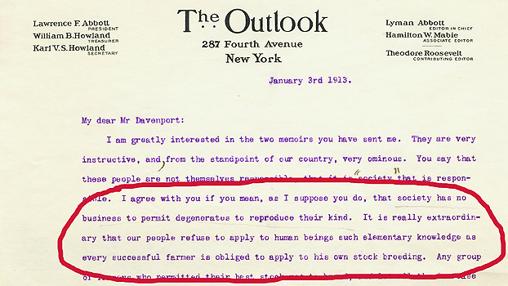 Carta en la que dos estadistas de EEUU afirman que no están dispuestos a que los "edgenerados" se reproduzcan