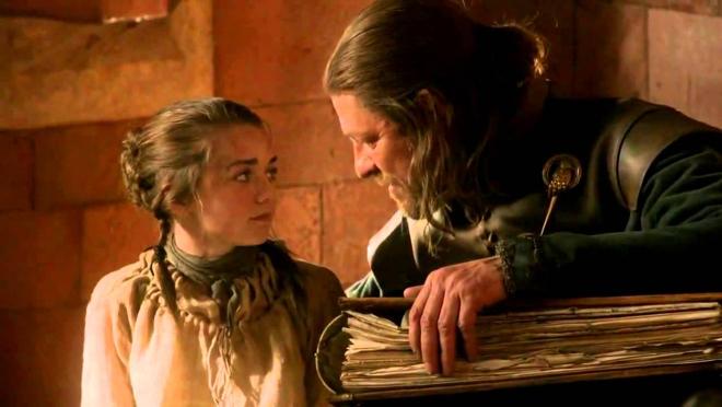 Arya y Ned Stark, en la primera temporada de Juego de Tronos