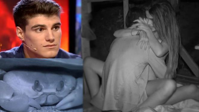 Violeta y Fabio, a la derecha, manteniendo relaciones bajo la mirada de Julen y un cangrejo