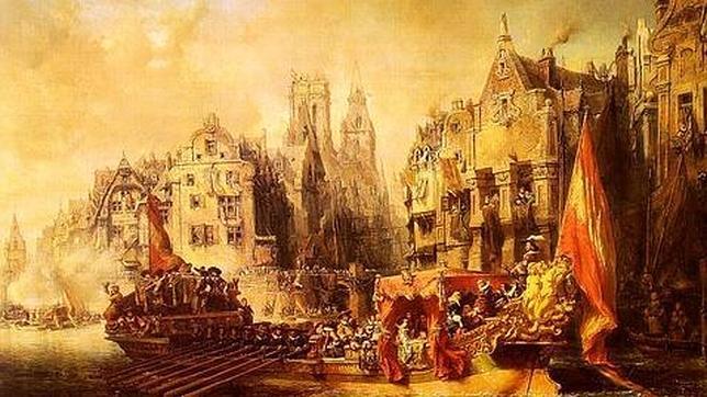 Llegada del Duque de Alba a Rotterdam, por Eugène Isabey (Museo d'Orsay, en París)