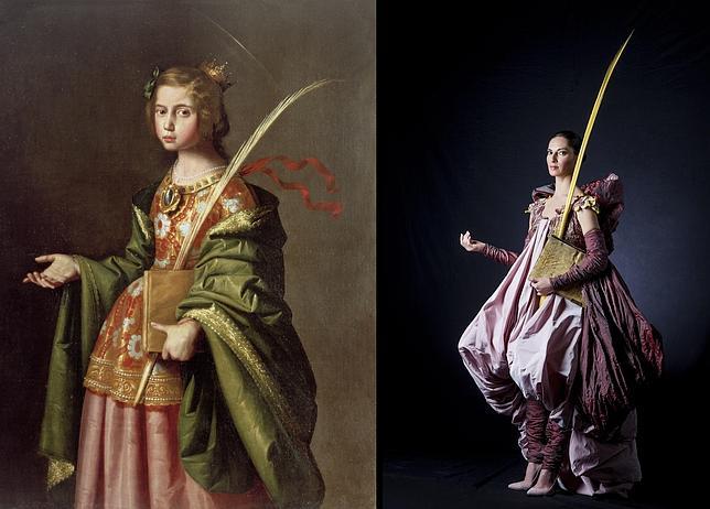 «Santa Isabel de Turingia», de Zurbarán, junto a un diseño de Victorio y Lucchino inspirado en ella