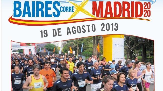 Cartel de la convocatoria de la carrera «Buenos Aires corre por Madrid 2020»