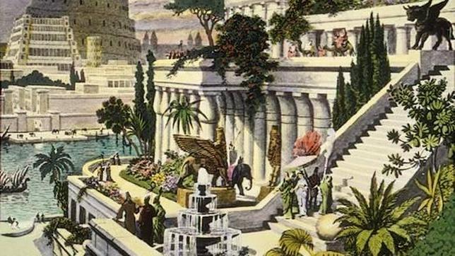 «Los Jardines Colgantes de Babilonia», grabado del siglo XVI del artista holandés Martin Heemskerck