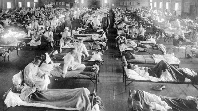 Hospital de campaña durante la pandemia de gripe de 1918
