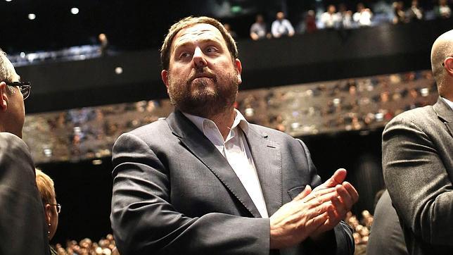 Oriol Junqueras, durante la conferencia de Mas de la semana pasada