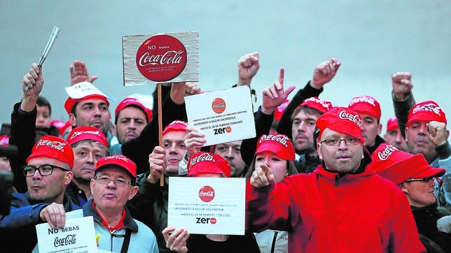 Protesta de trabajadores de Coca-Cola Iberian Partners el pasado enero