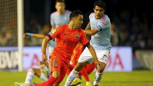 Xavi Hernández, en el partido ante el Celta