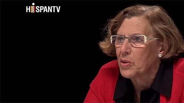 Captura de un instante del debate, moderado por Pablo Iglesias, en el que partició Manuela Carmena