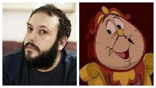 Guillermo Zapata, en su foto de Twitter; y Ding Dong, uno de los personajes de la película «La Bella y la Bestia»