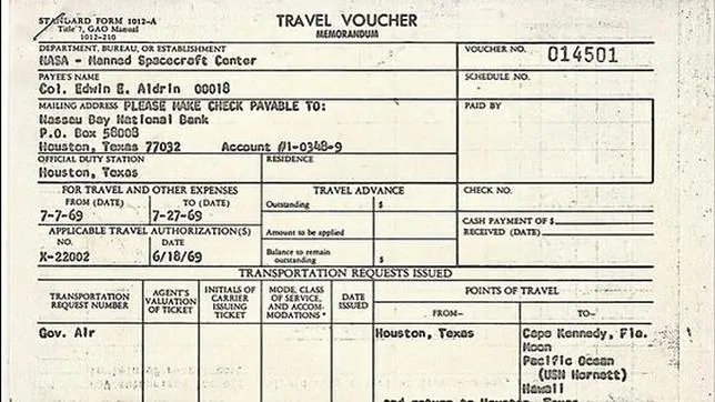 Así es la factura de viaje de Buzz Aldrin, el exastronauta que llegó a