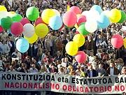 La cabecera de la mnifestación de esta tarde en San Sebastián