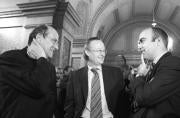 Y. CARDO Piqué, entre Francesc Vendrell y Daniel Sirera, ayer en el Parlament