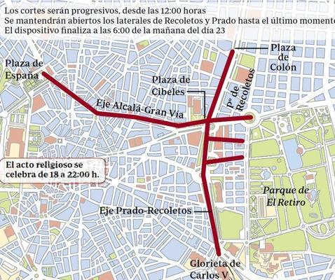 Un encuentro religioso vuelve a cerrar de nuevo el centro de Madrid