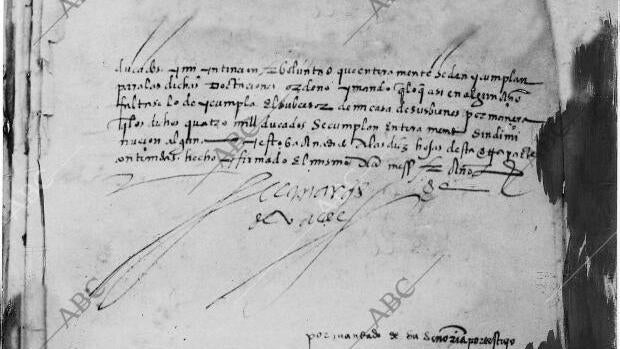 Última página del testamento de Hernán Cortes fotografiada en 1927