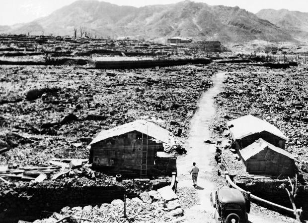 Fotografía tomada en de septiembre de 1945 en Hiroshima, un mes después de la explosión de la bomba atómica