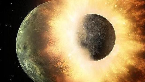 Recreación del impacto que formó la Luna