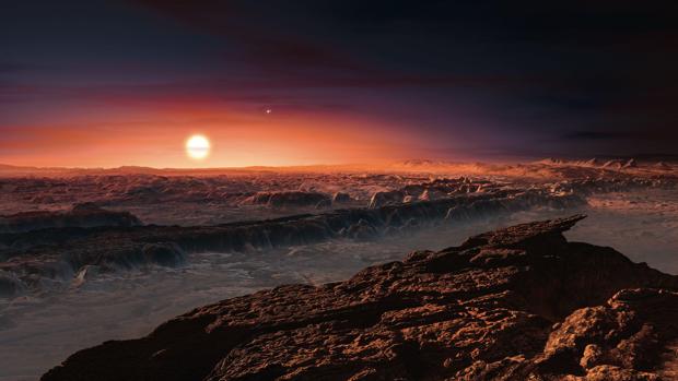 Representación artística de Próxima b, una tierra que también está en la órbita de Próxima Centauri