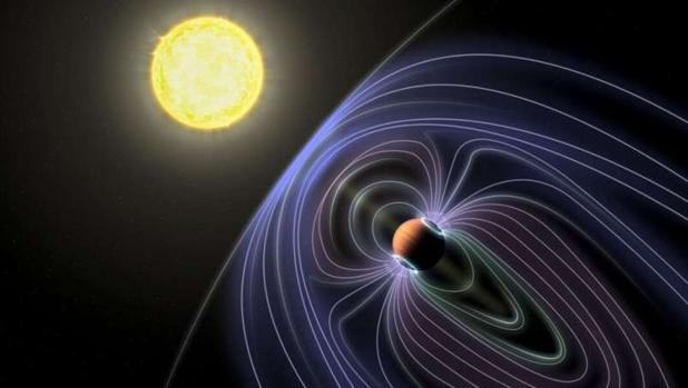 La ilustración muestra el planeta del tipo Júpiter caliente del que parecen proceder las señales de radio, en el sistema Tau Boötes