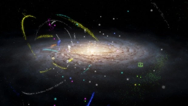 En la imagen, los restos de media docena de galaxias devoradas en el pasado por la Vía Láctea