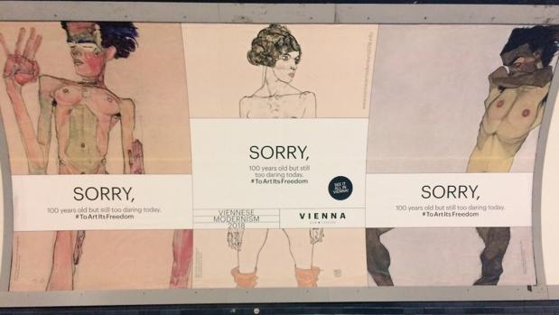 Los desnudos de Schiele, con su cartel protesta por la censura