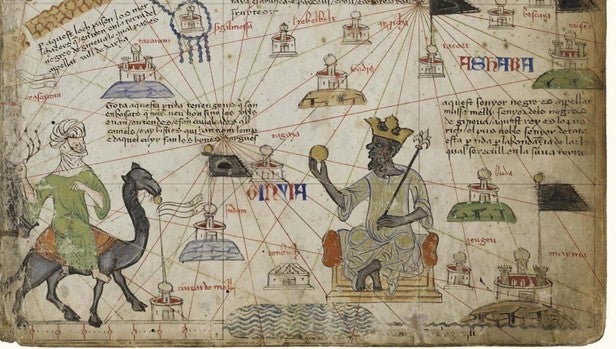 Mapa del Atlas Catalán dedicado a Mansa Munsa