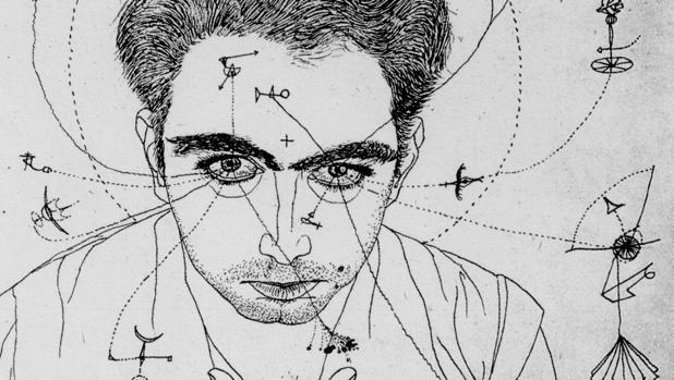«Autorretrato» (tinta sobre papel), realizado por Tàpies en 1947