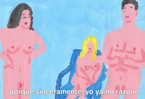 «'Sinceramente, yo ya no razono». Vídeo-animación. Acrílico sobre papel (2017)