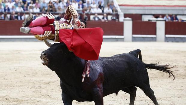 Pablo Aguado, cogido al entrar a matar al tercero de la tarde