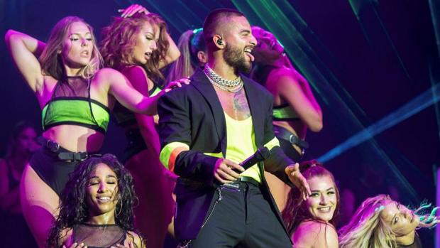 Maluma, durante su actuación anoche en el Festival Cap Roig
