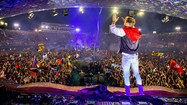 David Guetta, durante su actuación en el festival de música electrónica de baile en 2018