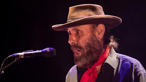 El cantaor de flamenco El Cabrero, durante el concierto de la LIX edición del Festival del Cante de las Minas