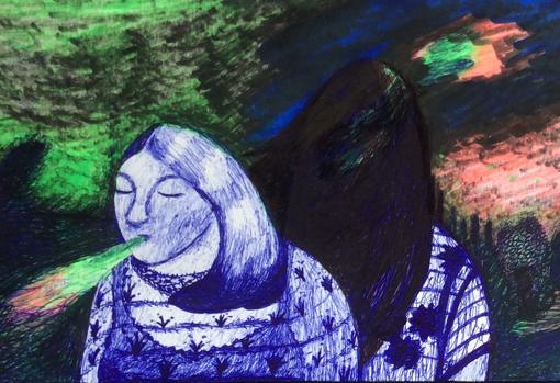 Detalle de uno de los dibujos de la serie «Congregación»
