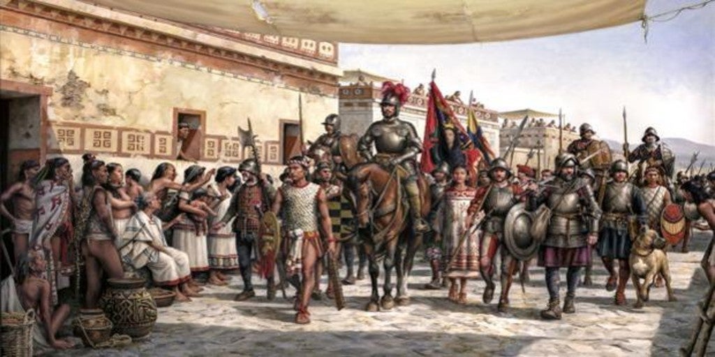 Mexico revives the entrance of Hernán Cortés in Tenochtitlán under the