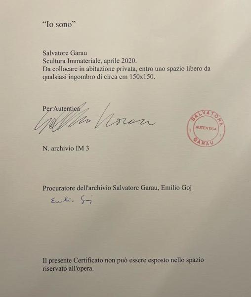 El certificado de propiedad de la escultura inmaterial