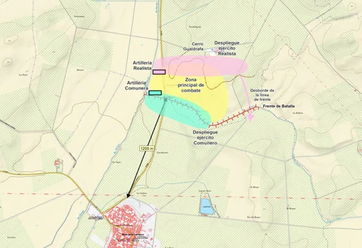 Villalar battlefield map