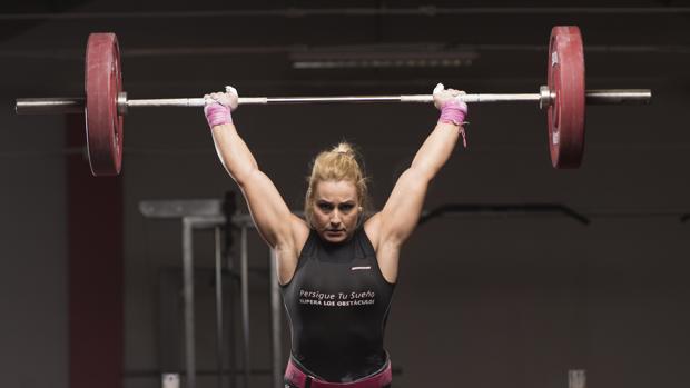 Lydia Valentín, durante una competición