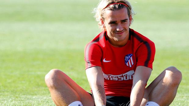Griezmann, en un entrenamiento con el Atlético de Madrid