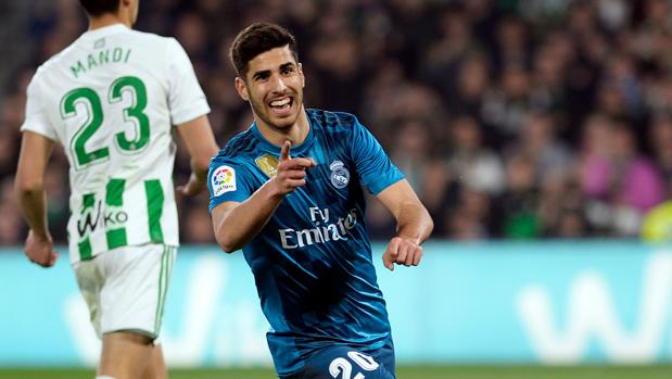 Marco Asensio, tras marcar uno de sus dos goles al Betis
