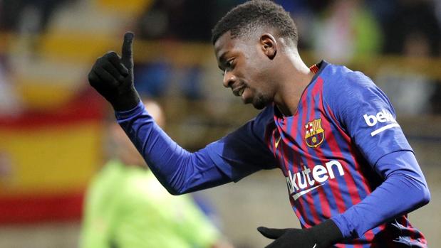 Dembelé, en un partido con el Barcelona