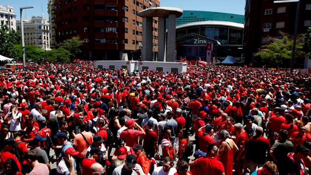 Aficionados del Liverpool en Madrid