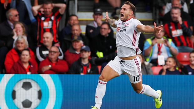 Billy Sharp, delantero del Sheffield UNited, celebra el gol ante el Bournemouth