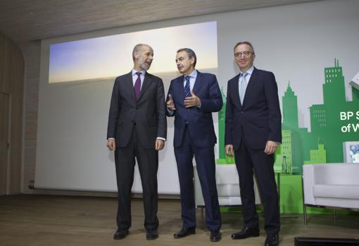 Domínguez Abascal, Rodríguez Zapatero y Luis Aires, esta mañana