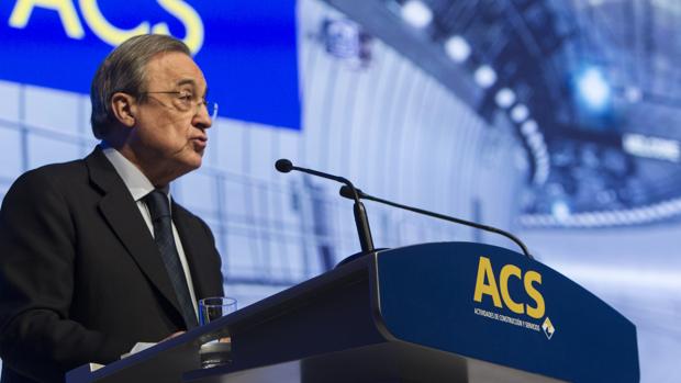 El presidente de ACS, Florentino Pérez, durante una junta de accionistas en 2017