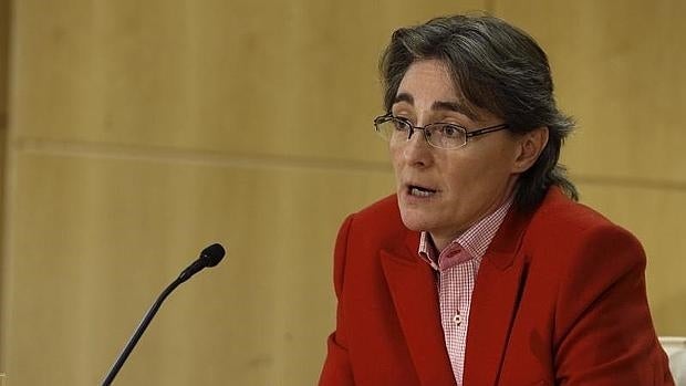 La teniente de alcalde, Marta Higueras, durante la rueda de prensa para informar de la situación de la contaminación en Madrid este jueves