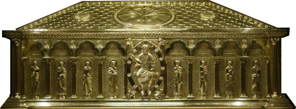 Urna en la que se veneran los restos del Apóstol Santiago en la Catedral compostelana