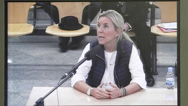 Imagen tomada de un monitor de la sala de prensa de la Audiencia Nacional de Isabel Jordán