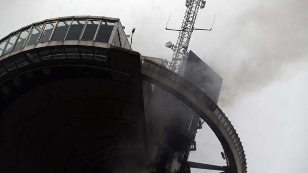 El ascensor del Faro de Moncloa, en la jornada del incendio